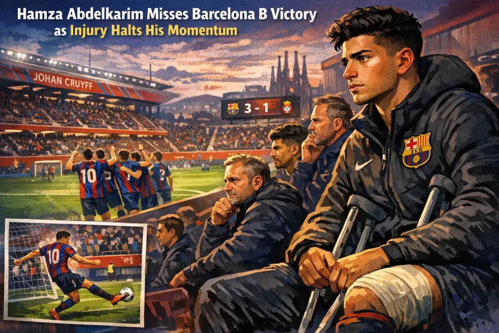 Hamza Abdelkarim Misses Barcelona B Victory as Injury Halts His Momentum